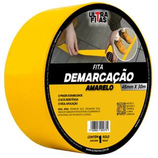 Fita Demarcação de Solo PVC 48 mm X 30 Metros - Amarela em Oferta na Shopee
