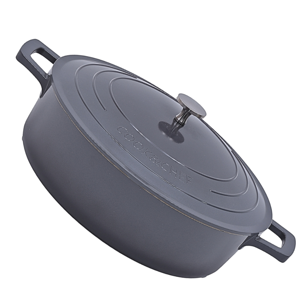 Caçarola Cook&Chef 28cm Baixa com Tampa 4,6L Compatível com Fogão Elétrico e Indução - Mimo Style