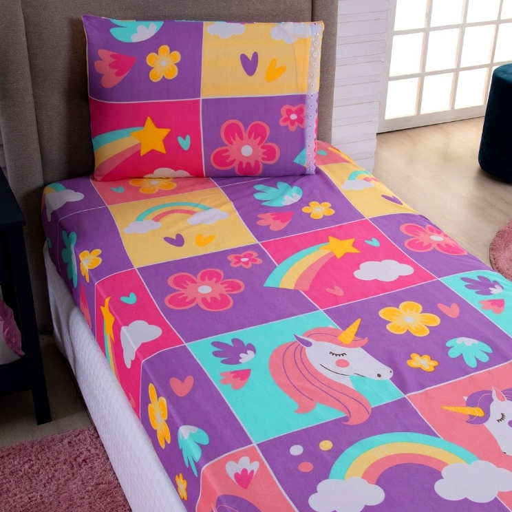 Jogo De Lençol Solteiro Infantil Estampado 2 Peças Microfibra Dinossauro Coração