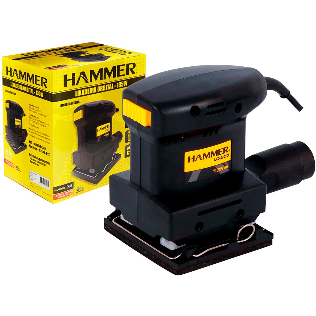 Lixadeira Orbital Elétrica Potência de135W Ideal para Marcenaria e Móveis Hammer Modelo GYLO200 em Oferta na Shopee
