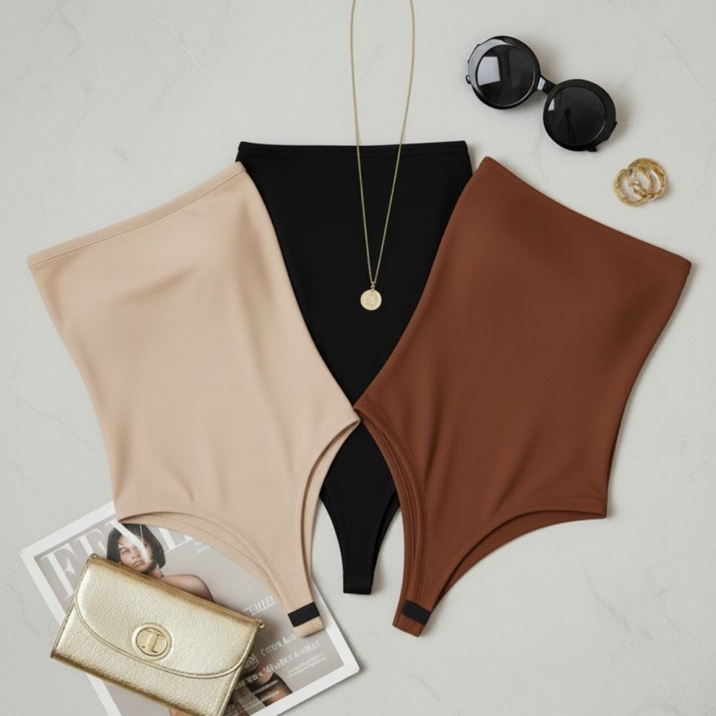 Kit 3 Body Bori Collant Feminino Tomara Que Caia Com Bojo Modelador Moda Casual Versátil Primavera Verão Tendência