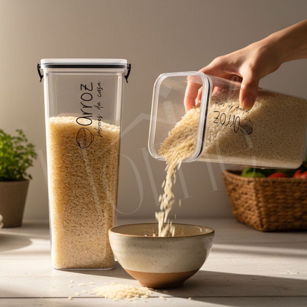 Pote Hermético 2150 ml Arroz Feijão Macarrão Café Açúcar | Porta Mantimentos Empilháveis Acrílico Dispensa Acrílico
