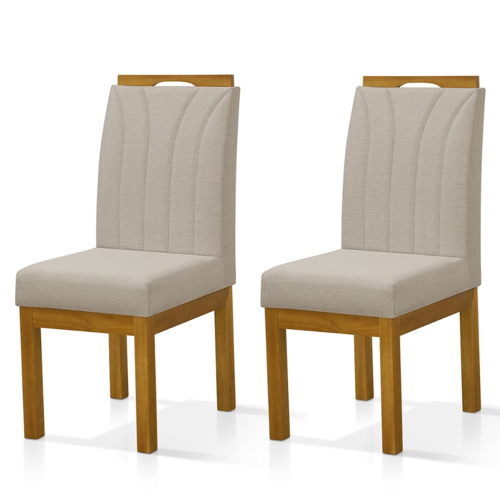 Conjunto 2 Cadeiras Blend Para Mesa De Jantar Linho Esfodada Pés Em Madeira em Oferta na Shopee