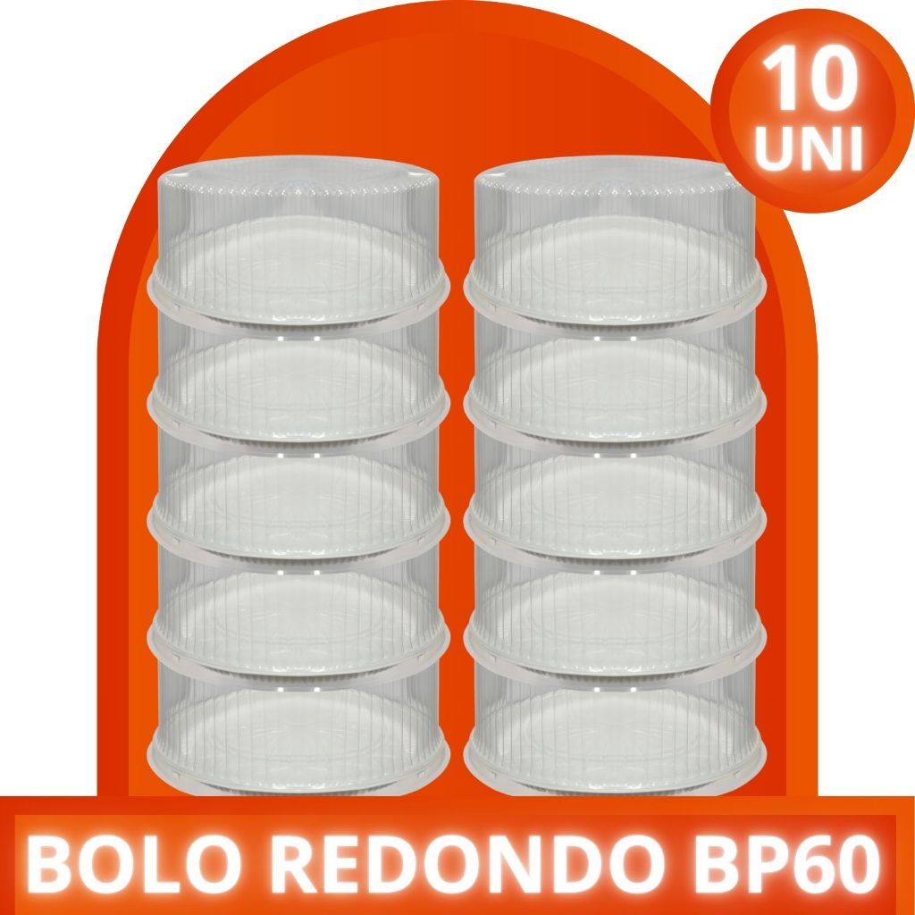 Kit Embalagem Plástica Multiuso Redonda Para Bolo BP60 Pacote Com 10 Unidades