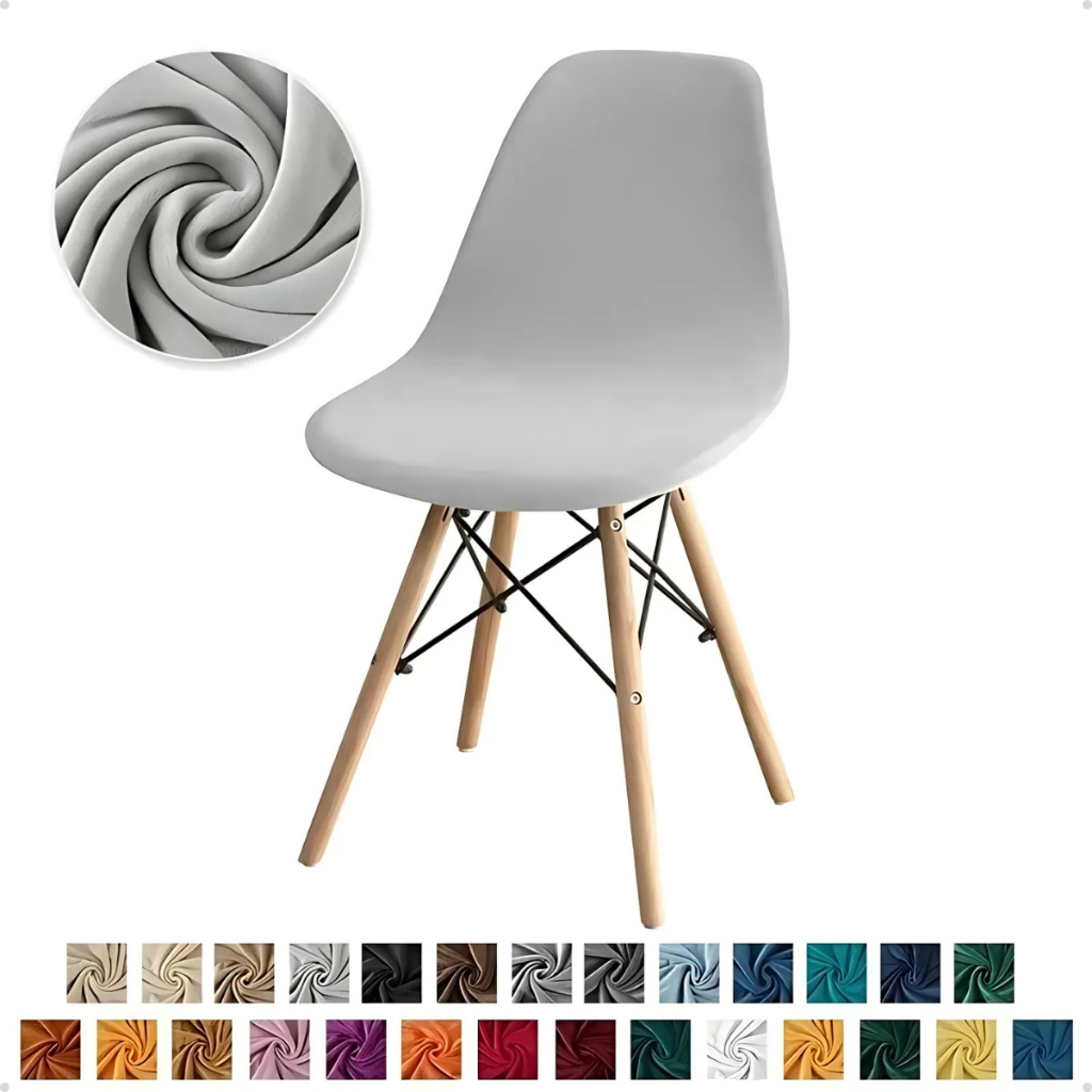 Capa de cadeira Eiffel Charles Eames Eiffel Modelo Universal Nordic Luxo Botone Wood Paris em Veludo Estilosa Renovação