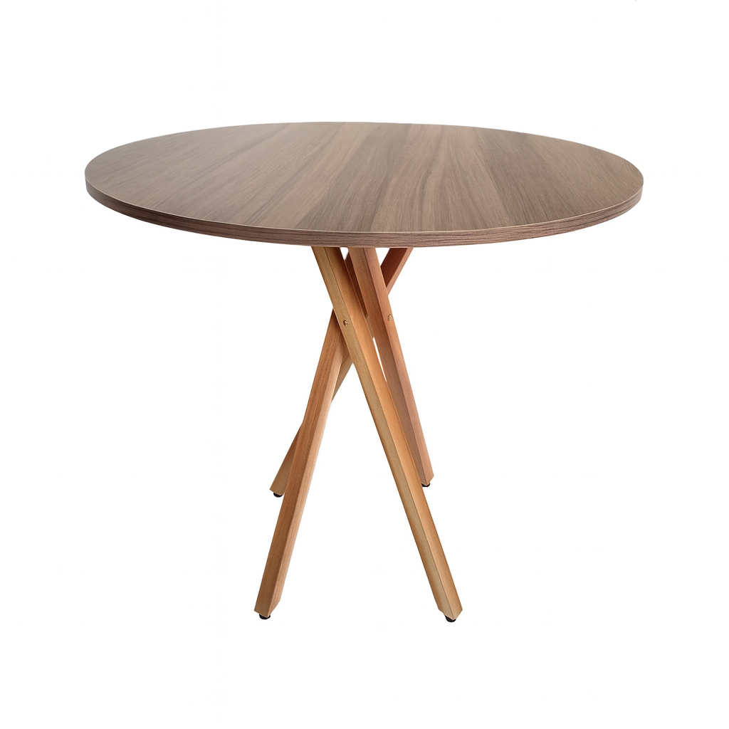 Mesa de Jantar Redonda 80cm MDF – Pés de Madeira Cozinha Sala Comercial Escolha Cor