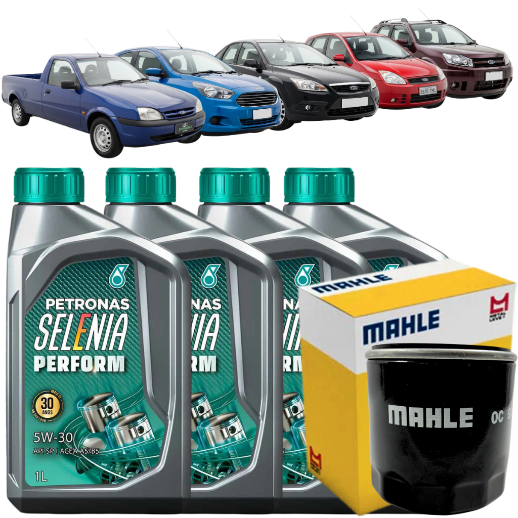 Kit Óleo + Filtro Ford | 4L Petronas Selenia 5W30 Semi Sintético para Ka, EcoSport, Fiesta e Courier em Oferta na Shopee