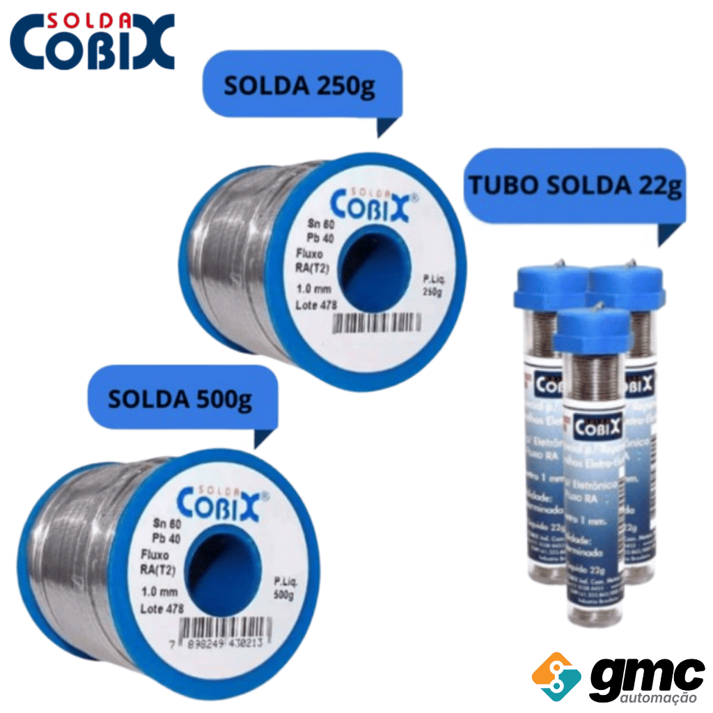 Solda Estanho Com Fluxo 1mm 60x40 Rolo 250g / 500g / 22g - Cobix em Oferta na Shopee