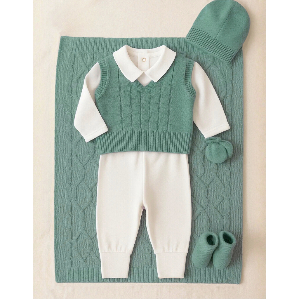 Kit Saida Maternidade Menino Trico Luxo 7 Peças Várias Cores