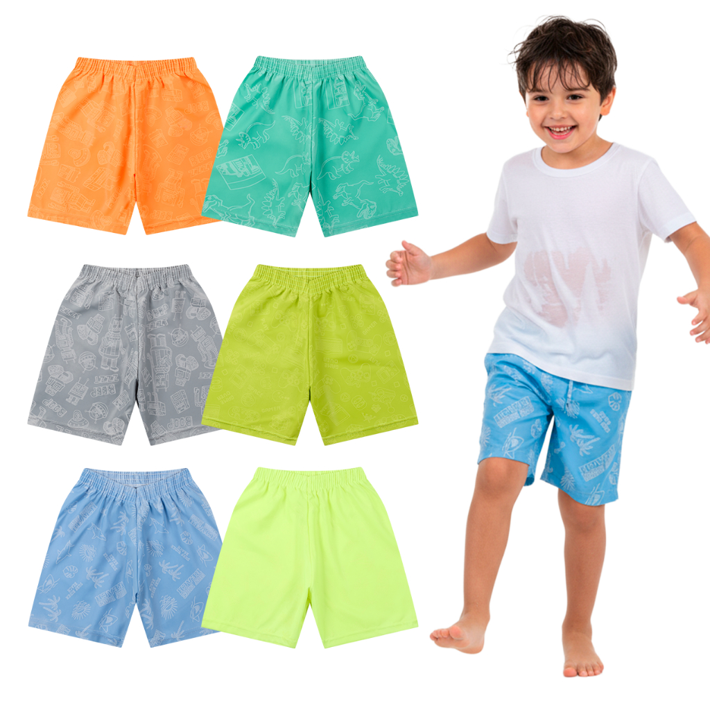 Kit 1, 2 ou 4 Shorts de Praia Menino Que Mostra A Estampa Na Água Shorts Infantil Masculino Verão Calor Piscina em Oferta na Shopee