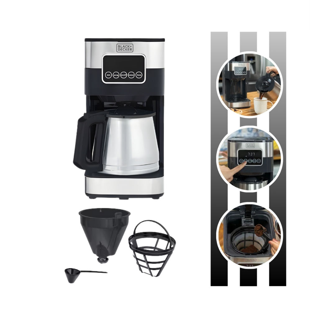 Cafeteira Elétrica Programável Inox Capacidade de 1,5L Modelo CM350 Potência de 900W Black Decker em Oferta na Shopee