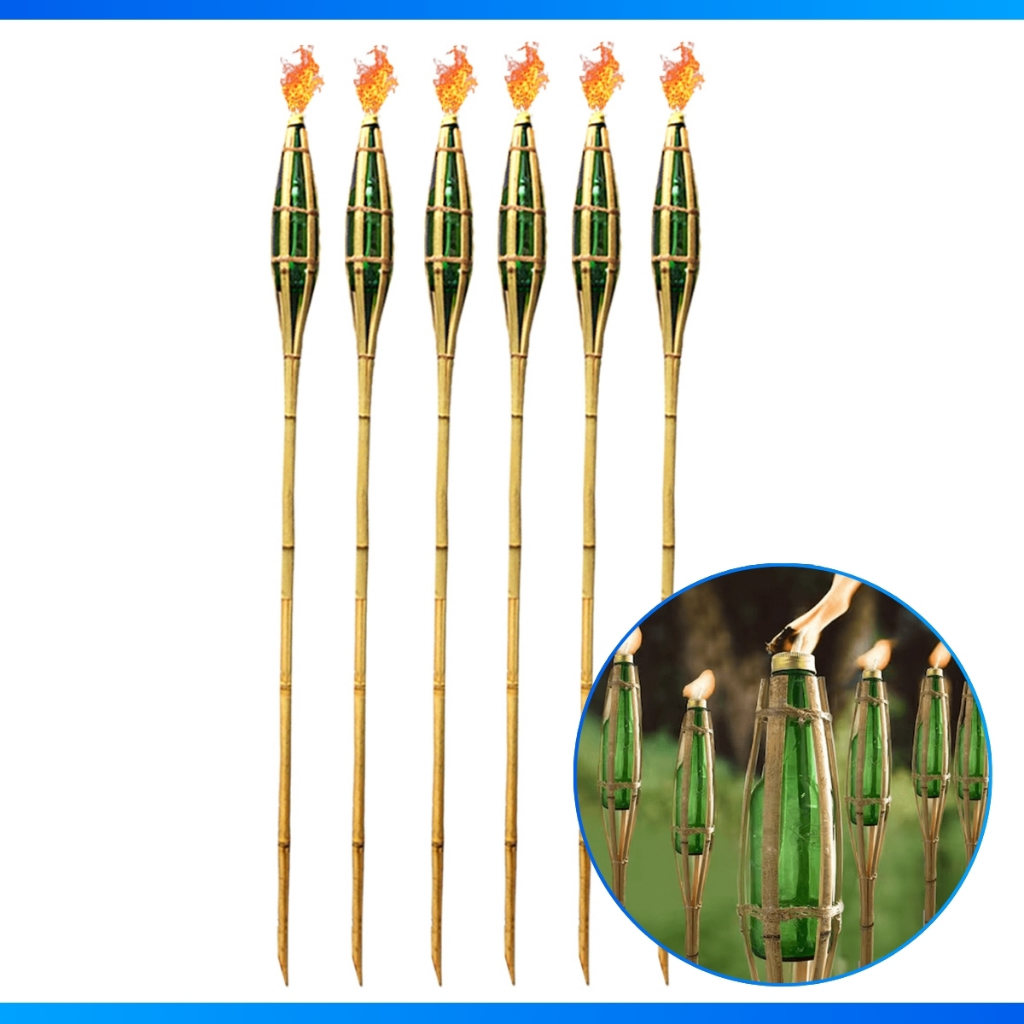 Kit 6 Tochas De Bambu Iluminação Decoração Tocha Luau em Oferta na Shopee