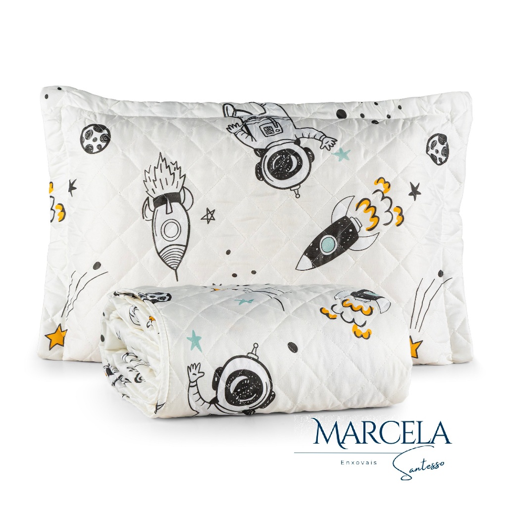 Kit Cobre Leito Solteiro 2 Peças Matelado Quadriculado