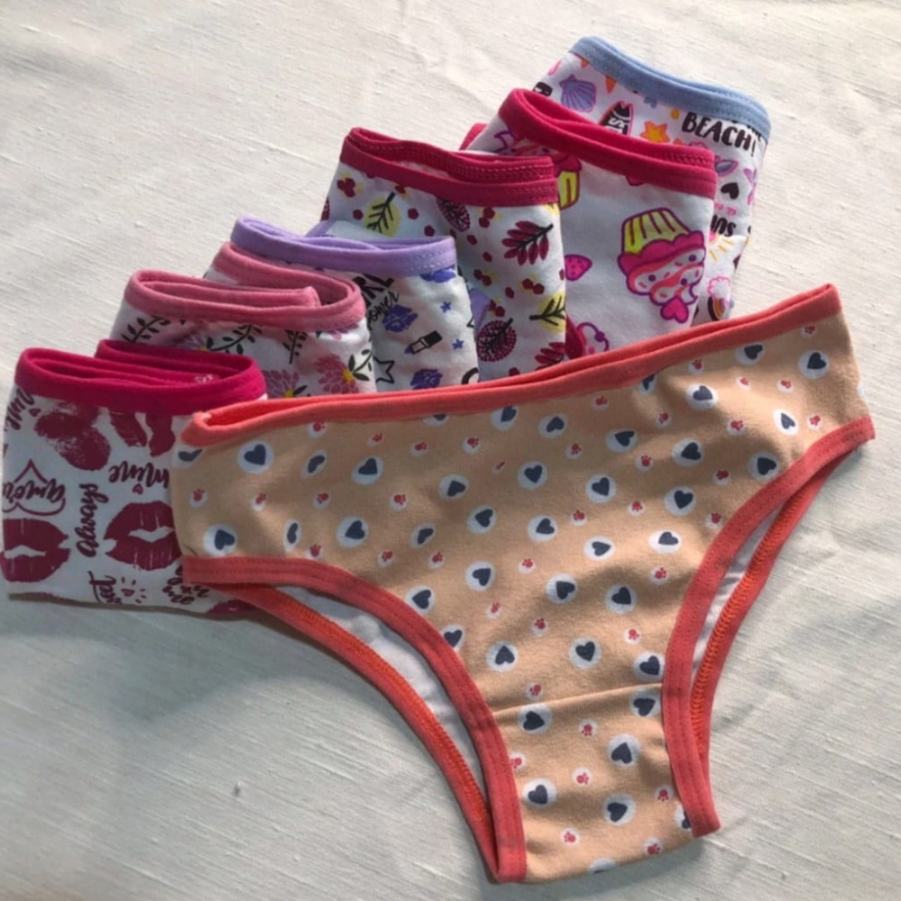Kit 10 Calcinha Infantil 100% Algodão para Meninas Forro Duplo Conforto Feminina Calcinha Infantil