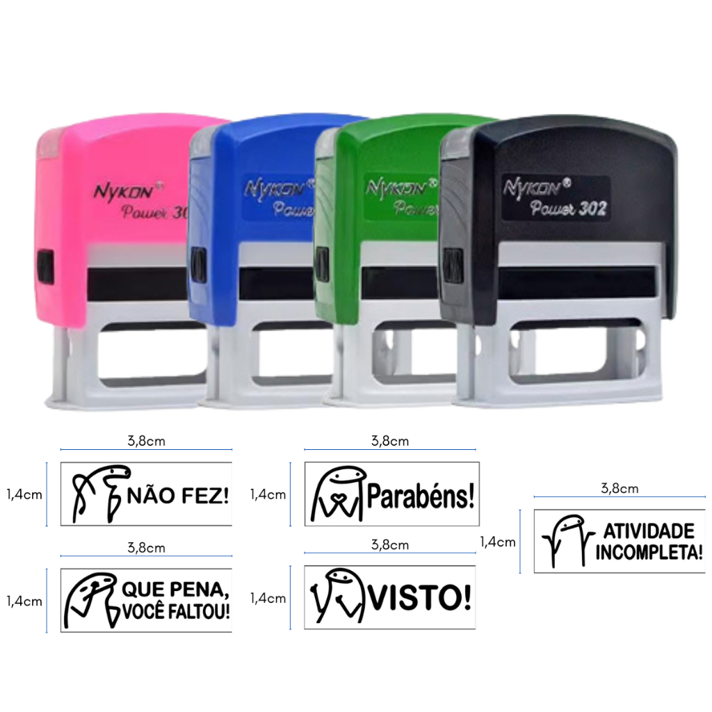 Kit  Carimbo Para Professores, Personagem Flork 5 Carimbos Animados Com Ou Sem Caixinha