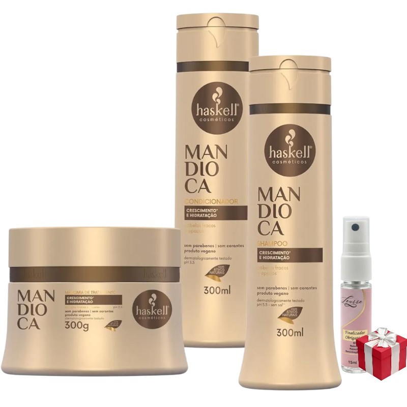 Kit Haskell Mandioca Shampoo 300ML 1 Condicionador 300ML  1 Mascara 300ML