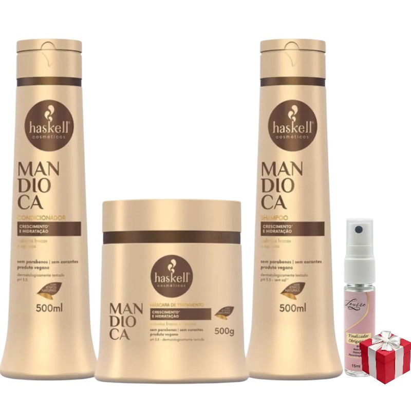 Kit Haskell Mandioca Shampoo 500ML 1 Condicionador 500ML  1 Mascara 500ML