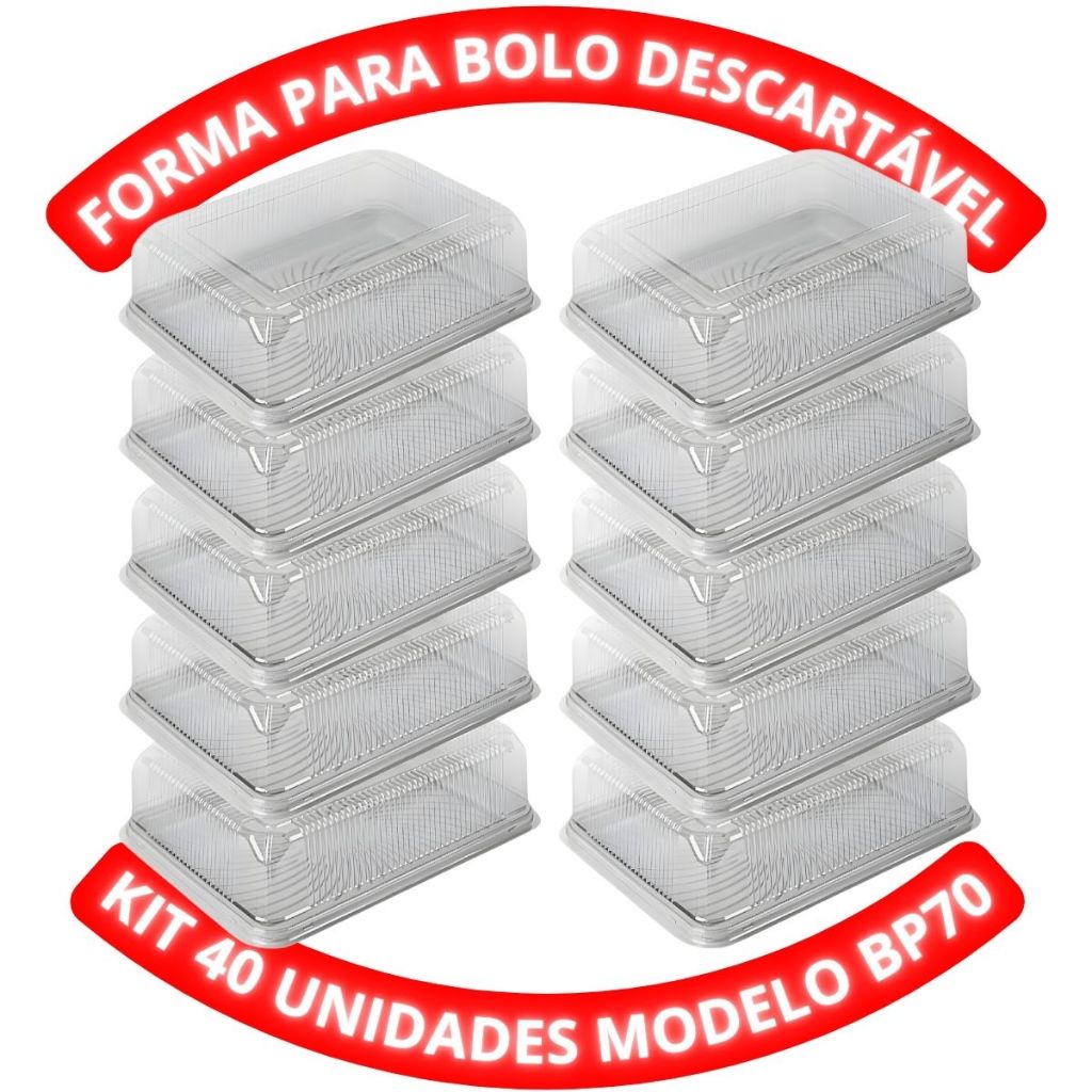 Embalagem Forma Retangular Para Bolo Modelo: Bp70 Kit 40 Unidades