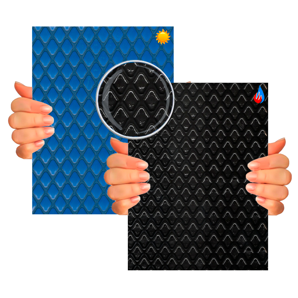 Capa térmica Piscina 6 x 3 Vicquamar azul e preta 500 micras em Oferta na Shopee