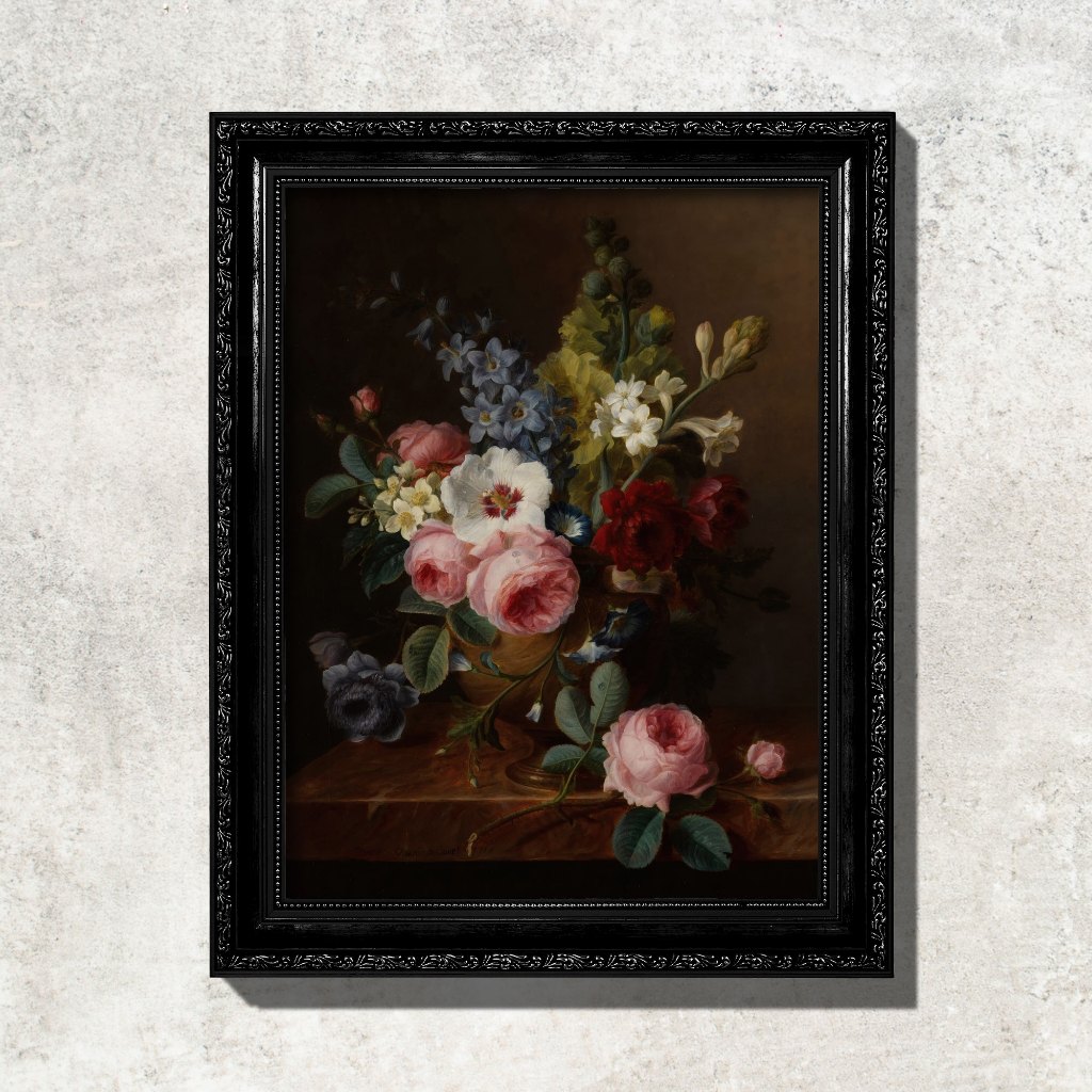 Quadro - Natureza-Morta Sobre Mármore - Cornelis van Spaendonck - Com Moldura em Oferta na Shopee