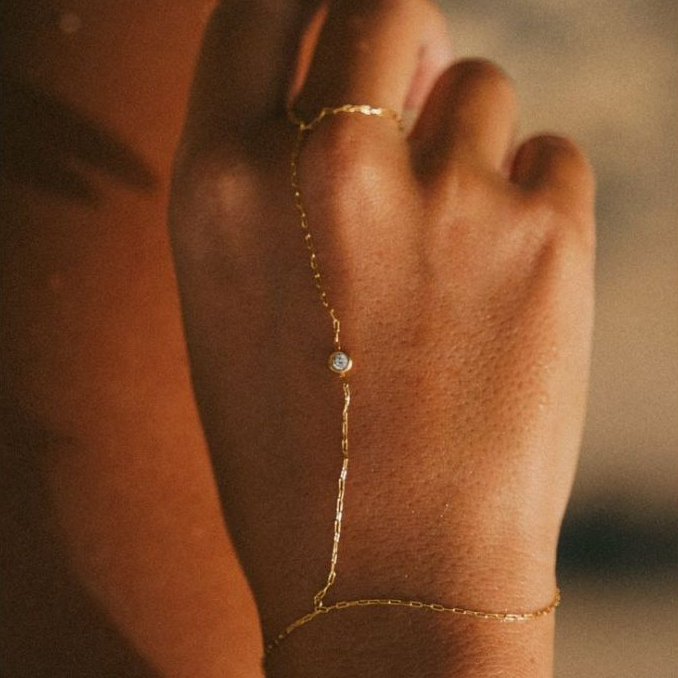 Pulseira de Mão Hand Chain Semijóia banhada a Ouro 18k ou prata 925 em Oferta na Shopee