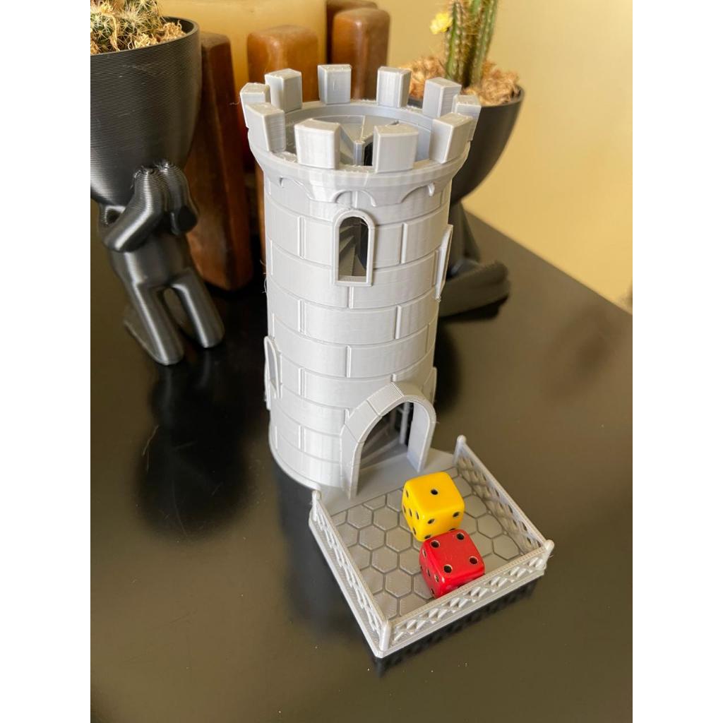 Torre de Dados Realistico RPG Castelo Medieval 12cm | Dice Tower para Board Game e Mesa RPG