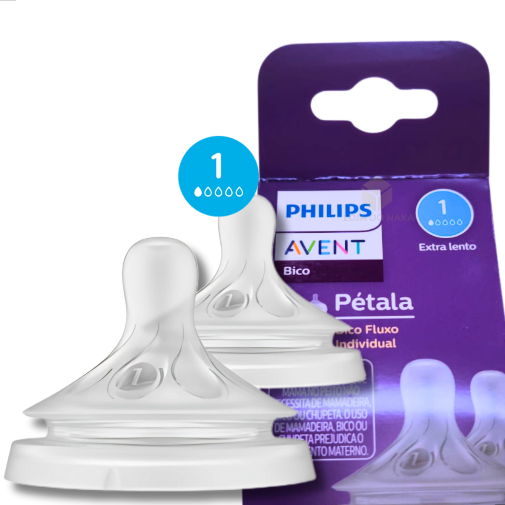 Bico Mamadeira Philips Avent Pétala 3.0 0m N°1 - Fluxo Extra Lento - 2 Unidades Silicone 0% BPA