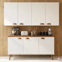 QUEIMA DE ESTOQUE - Armário de Parede Organizador C/ Buffet Balcão - Sala e Cozinha