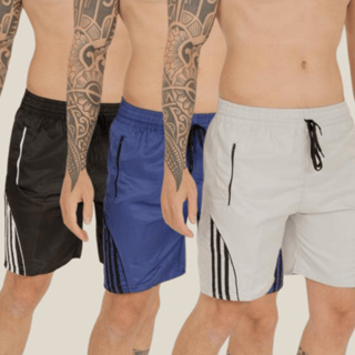 Kit com 3 Bermudas Masculina Tecido Tactel Ideal para Academia ou Corrida 3 Bolsos e Ziper em Oferta na Shopee