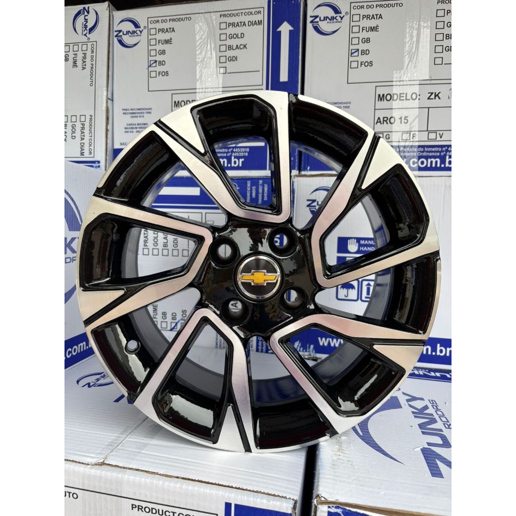 Jogo De Roda Aro 15 Novo Onix Plus 2026 Prisma Lt Ltz 4x100 Preta Diamantada em Oferta na Shopee