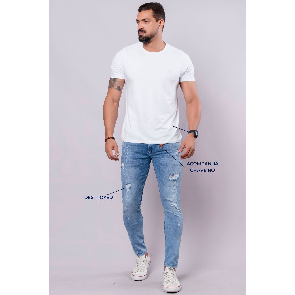 Calça Masculina Extreme Jeans Skinny  Destroyed Ri19 Ref5547