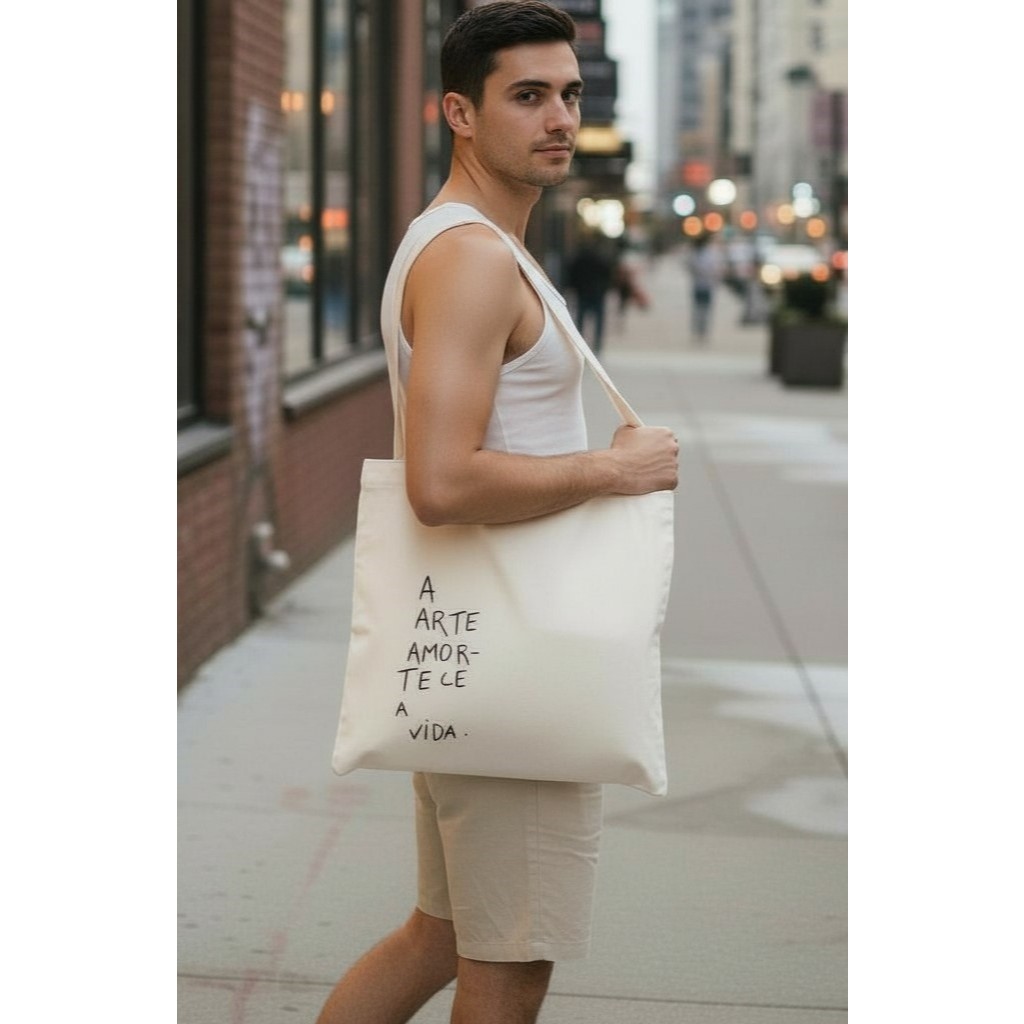 Ecobag Estampada Frase Moda Mochila Masculin Bolsa Unissex Ecológica de Algodão Cru Dia Noite Sustentável Reutilizável em Oferta na Shopee