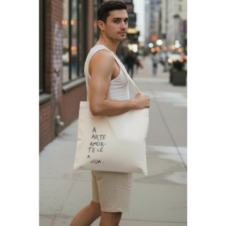 Ecobag Estampada Frase Moda Mochila Masculin Bolsa Unissex Ecológica de Algodão Cru Dia Noite Sustentável Reutilizável em Oferta na Shopee