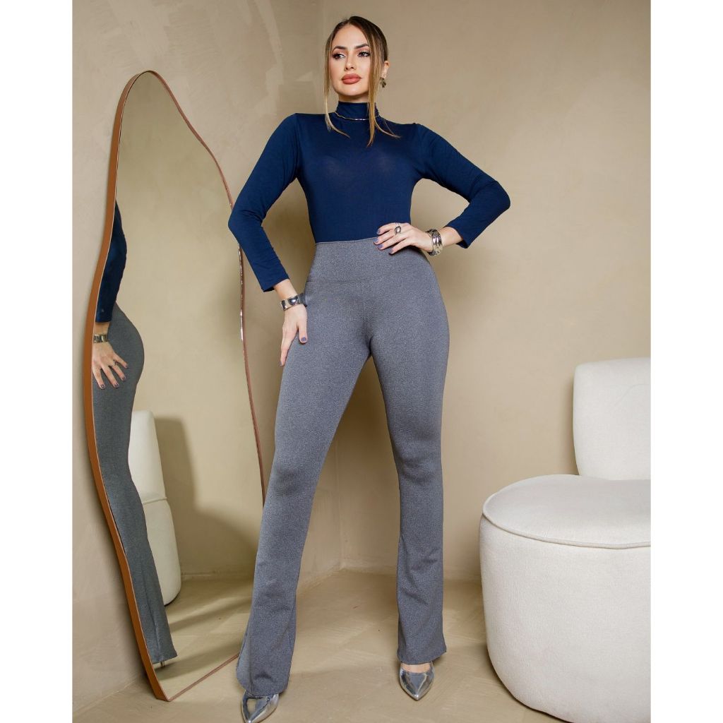 Calça Feminina Flare Bailarina Suplex Cintura Alta Boca De Sino Levanta Bumbum em Oferta na Shopee