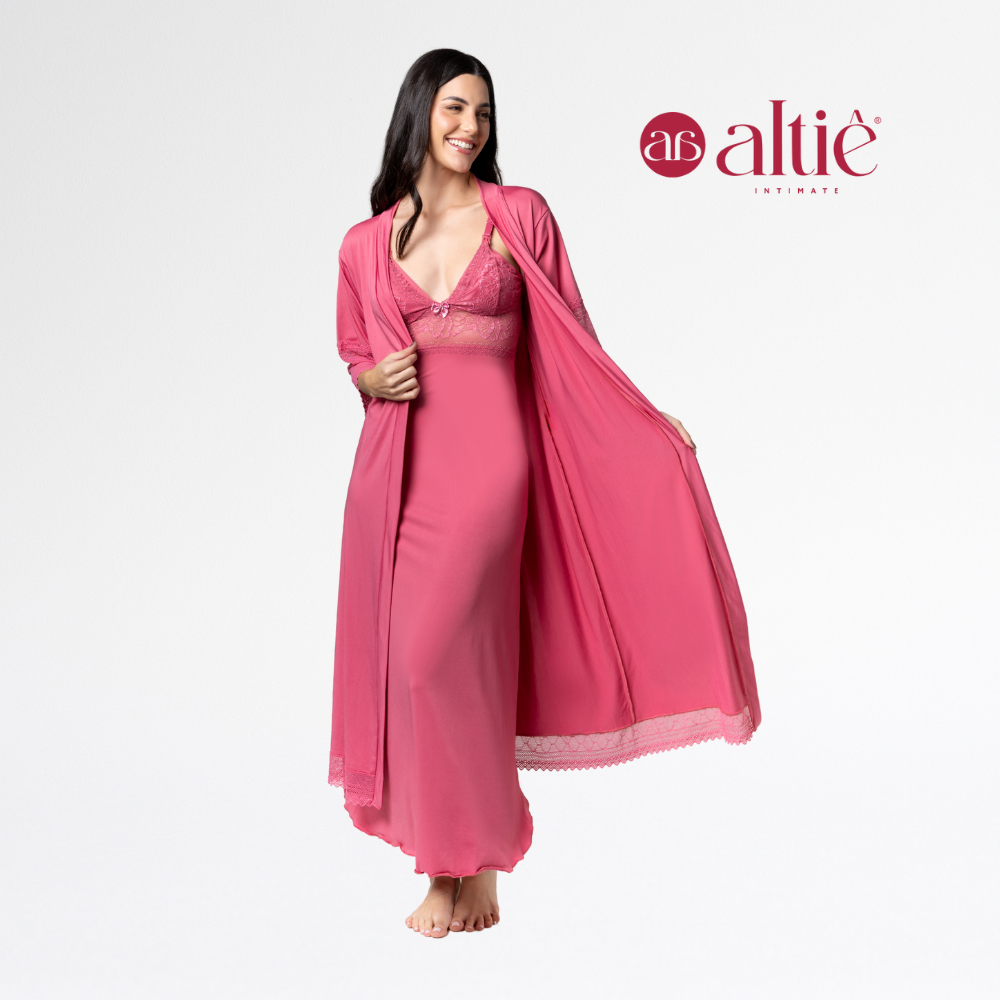 Kit Amamentação Noiva Camisola Roupão Longa Maternidade Mãe em Oferta na Shopee