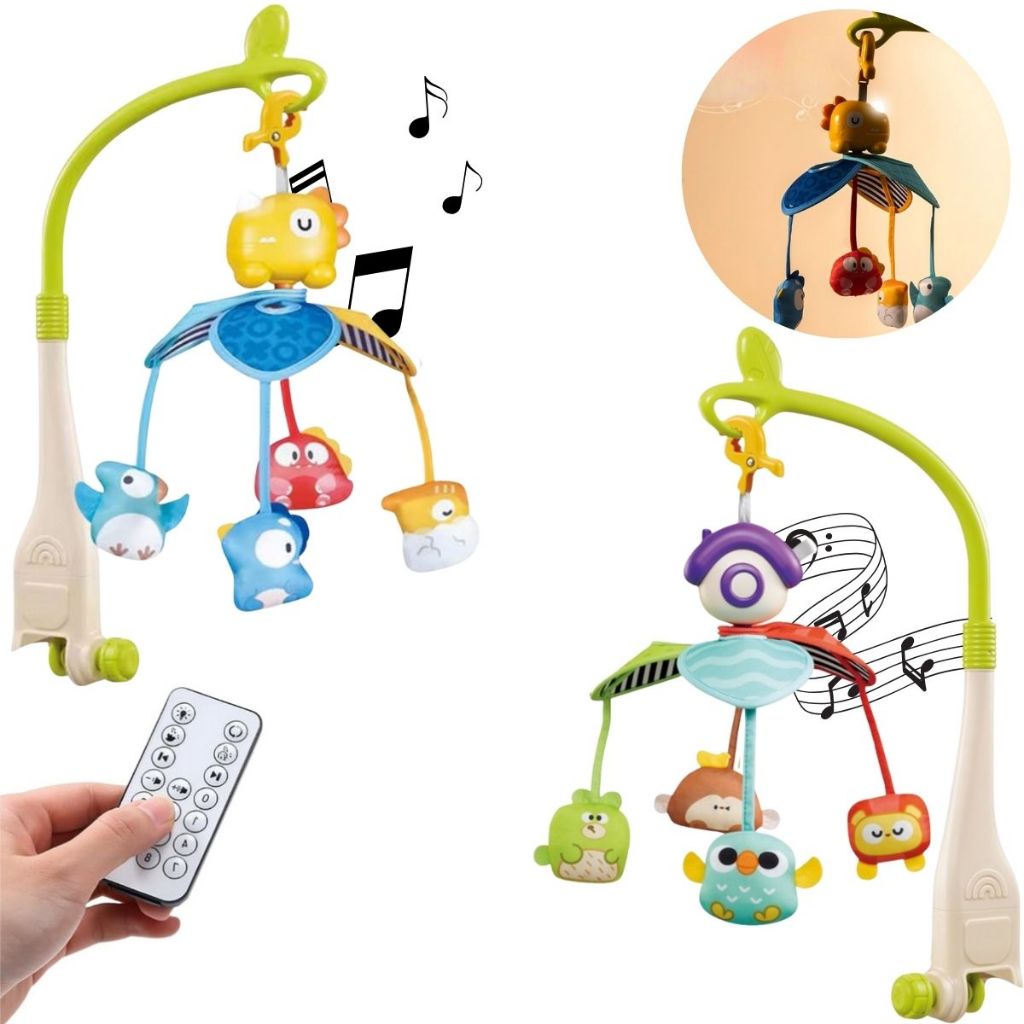 Brinquedo Mobile Musical Infantil Bichinhos para Berço C/ Som e Luz - Castela em Oferta na Shopee