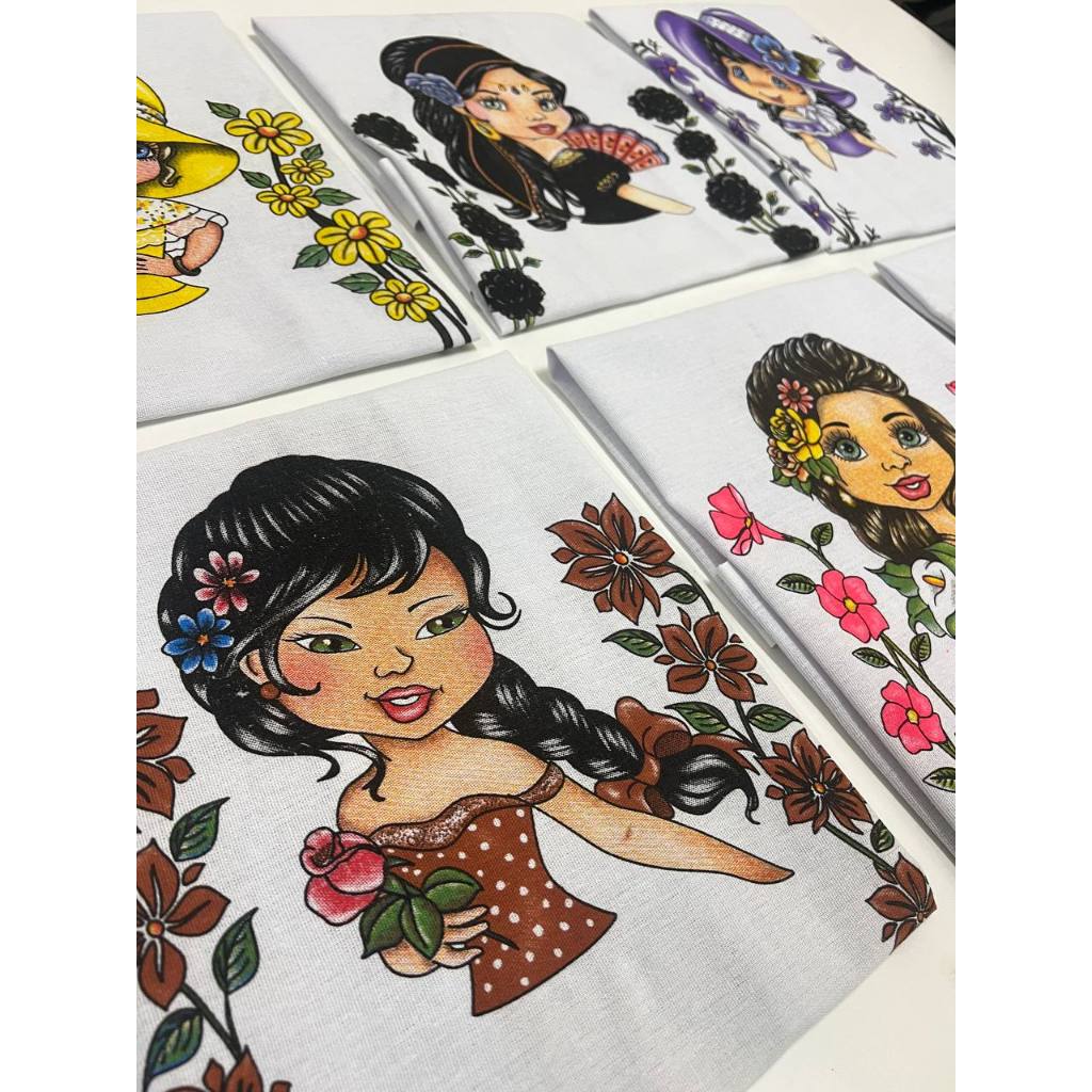 Kit 10 Panos De Prato Bonequinhas Misto Artezanato