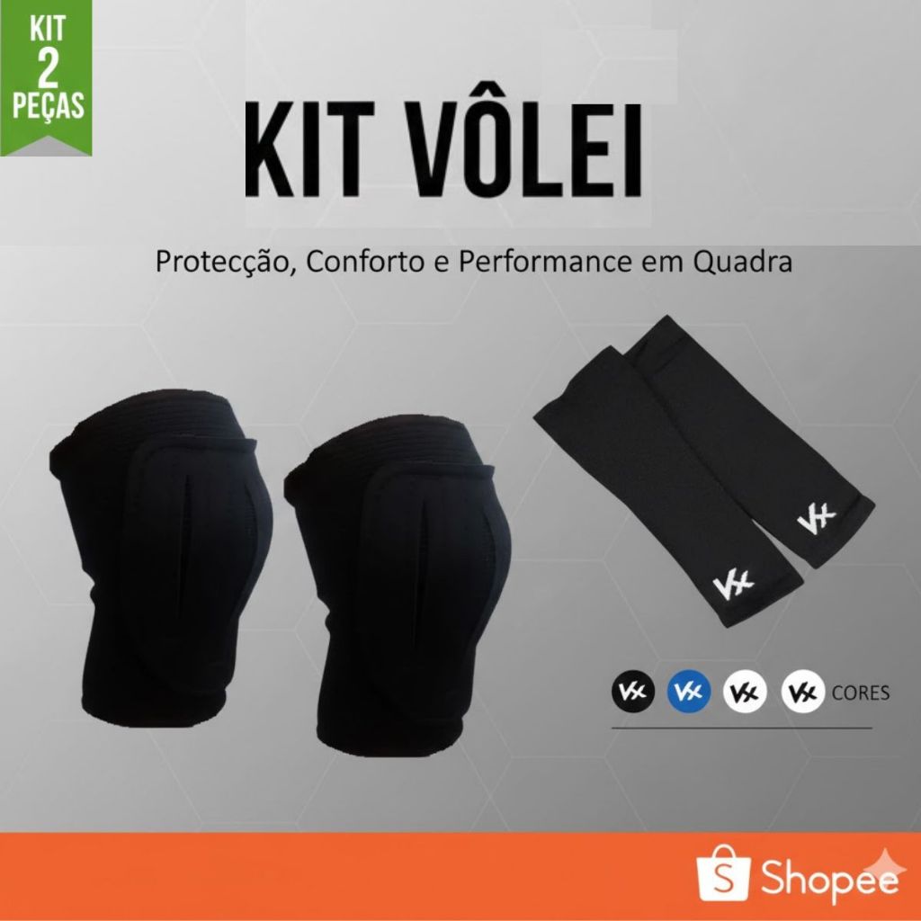 Kit Vôlei - Manguito Curto Kanxa + Joelheira com Feltro - Manguito de Volei e Joelheira