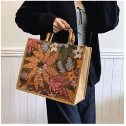 Bolsa Feminina Ombro Alça De Bambu Estilosa Tendencia Verão