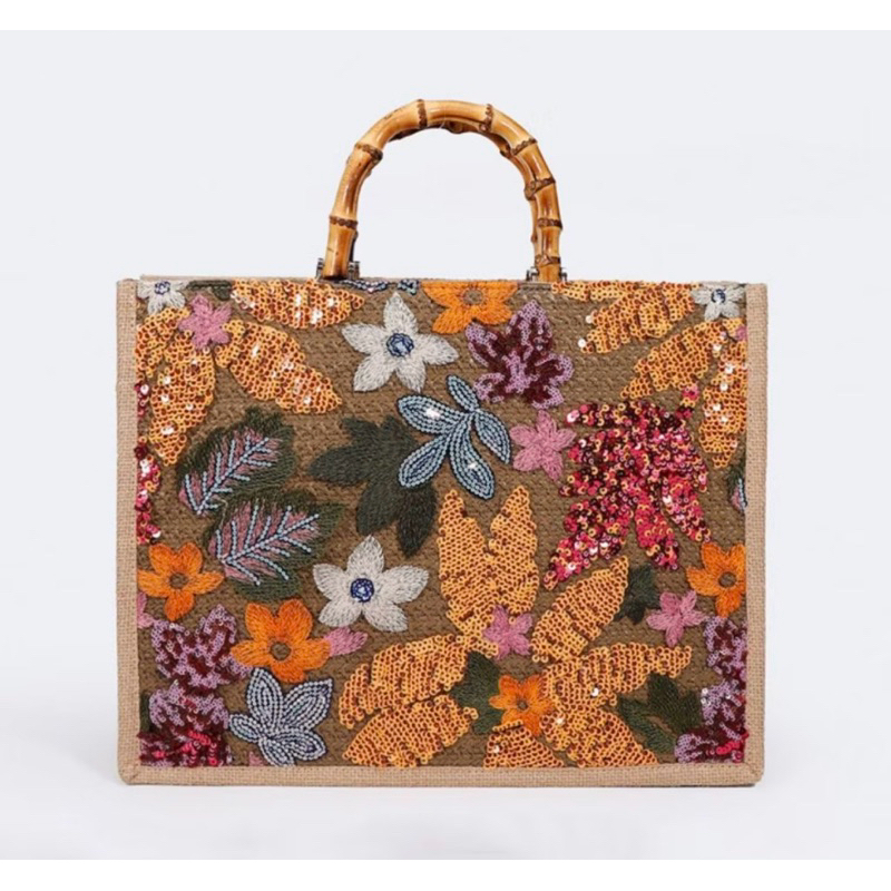 Bolsa Feminina Ombro Alça De Bambu Estilosa Tendencia Verão — imagem 2 de 2