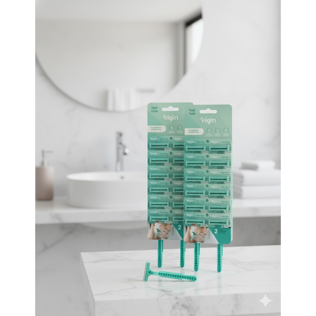 Aparelho De Barbear 2 Lâminas Fast Care Com Fita Aloe Vera Elgin - 24 Unidades (prestobarba Descartavel)