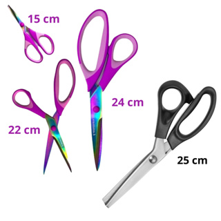 Kit com 4 Tesouras - 1 Tesoura Picotar 7mm Cor Preto + 3 Tesouras Titânio Lanmax Cor Roxa e Rosa em Oferta na Shopee