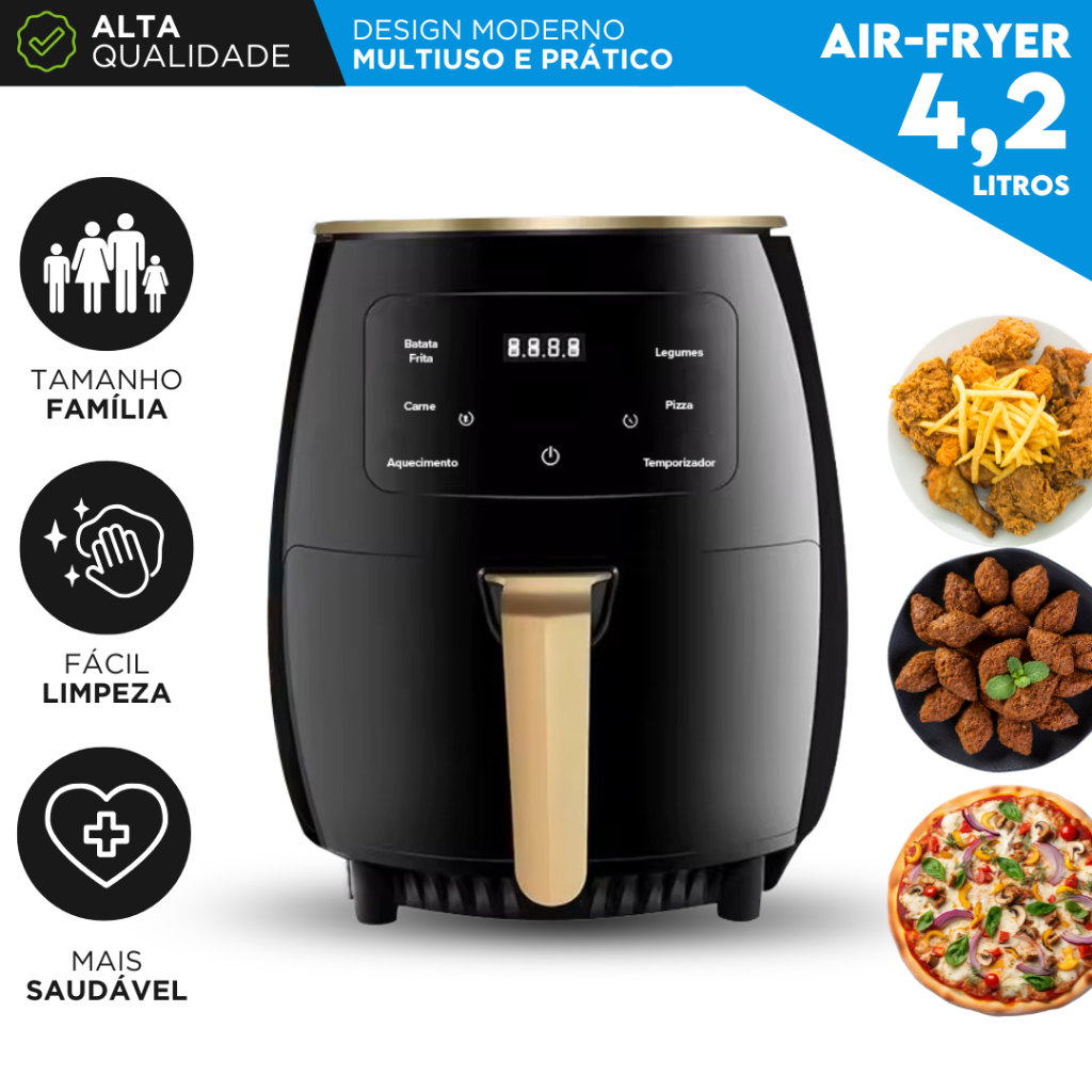 Fritadeira Elétrica 4,2 Litros 1500W 127v Digital Sem Óleo Timer Antiaderente Fácil Limpeza - CHAI