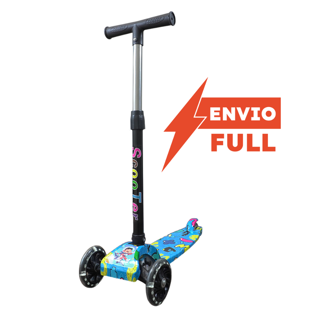 Patinete Infantil LED Azul Até 25kg | A partir de 3 Anos | Ajuste 4 Alturas | Dobrável | Cert Inmetro | QUEEN SHOP em Oferta na Shopee