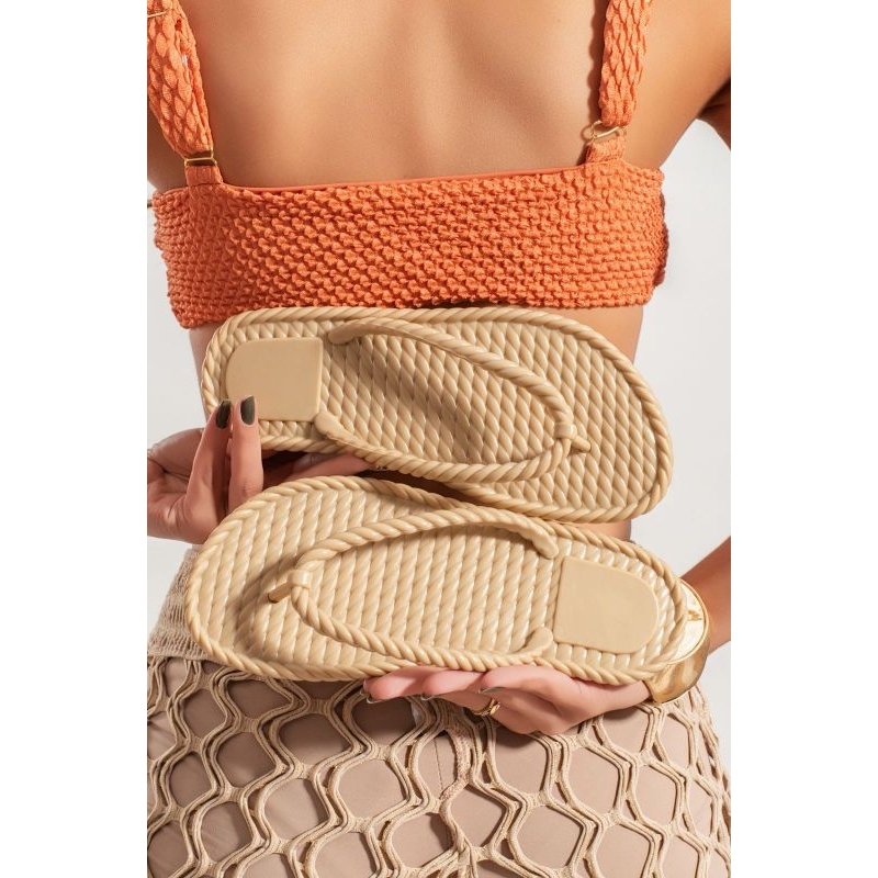 Chinelo Jelly Feminino Transparente Verão Casual Moderno Praia Estilo Leve Confortável Macia Flexível Trançada Dia a Dia