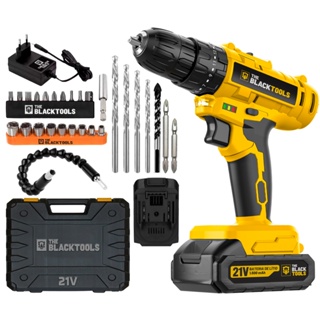 Furadeira E Parafusadeira De Impacto Sem Fio A Bateria 21v 3/8 Com Maleta E Acessorios Tb-21pzw The Black Tools em Oferta na Shopee