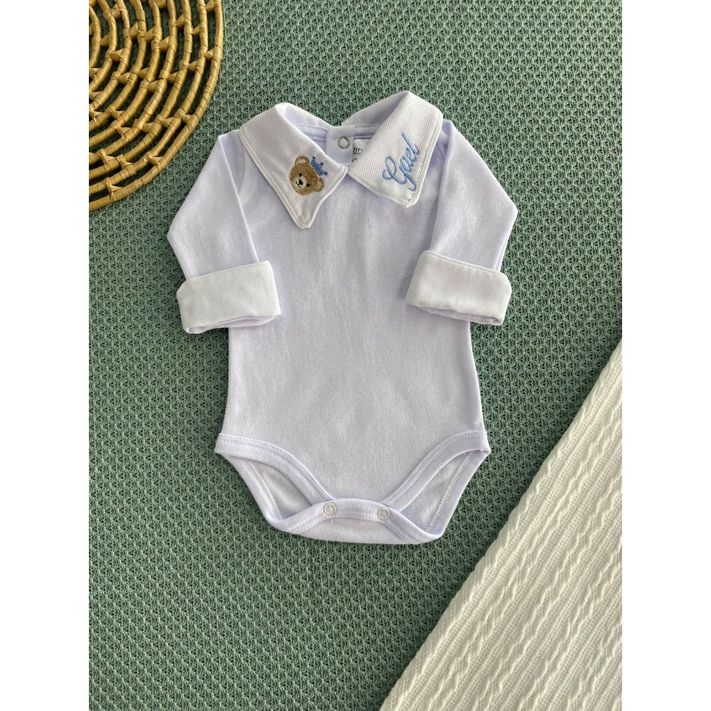 Body Masculino RN Personalizado com Nome na Gola – 100% Algodão Premium Tam. RN (0-2 meses)