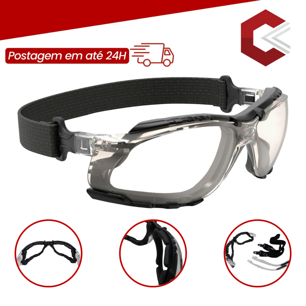 Óculos De Segurança Trabalho Esporte Lazer Com Vedação SS5 New Supersafety Incolor - CA 26126