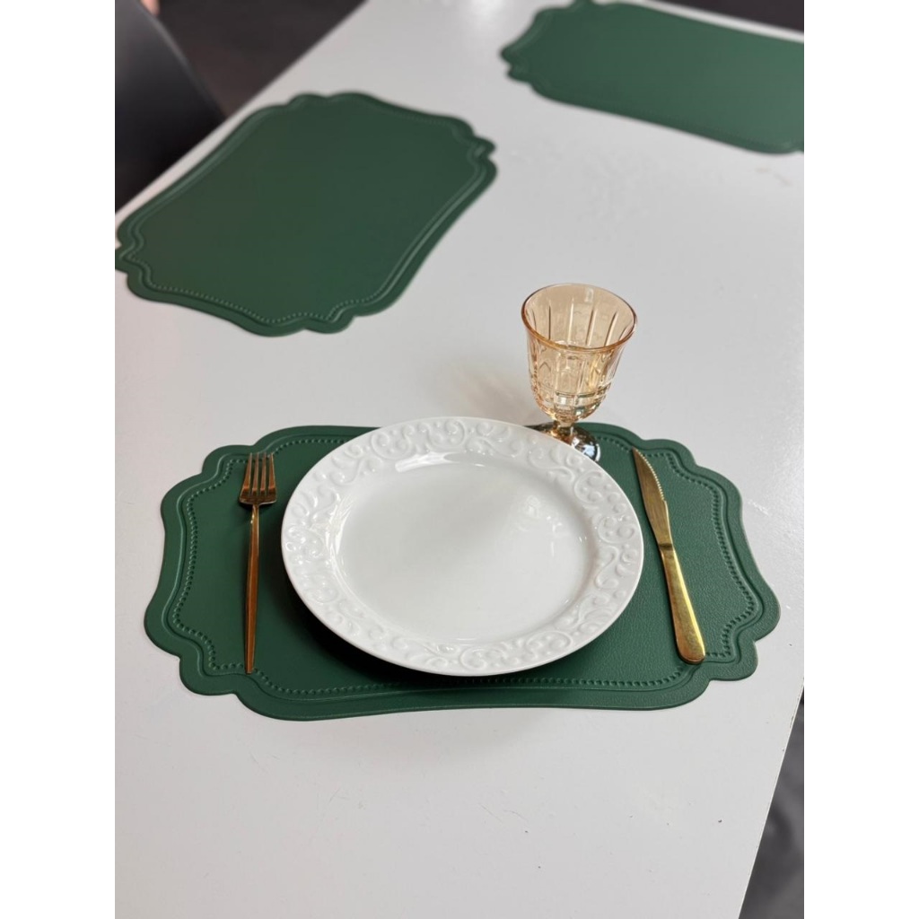 Jogo Americano Americano Retangular Couro Dobrável Sousplat Supla Mesa Posta