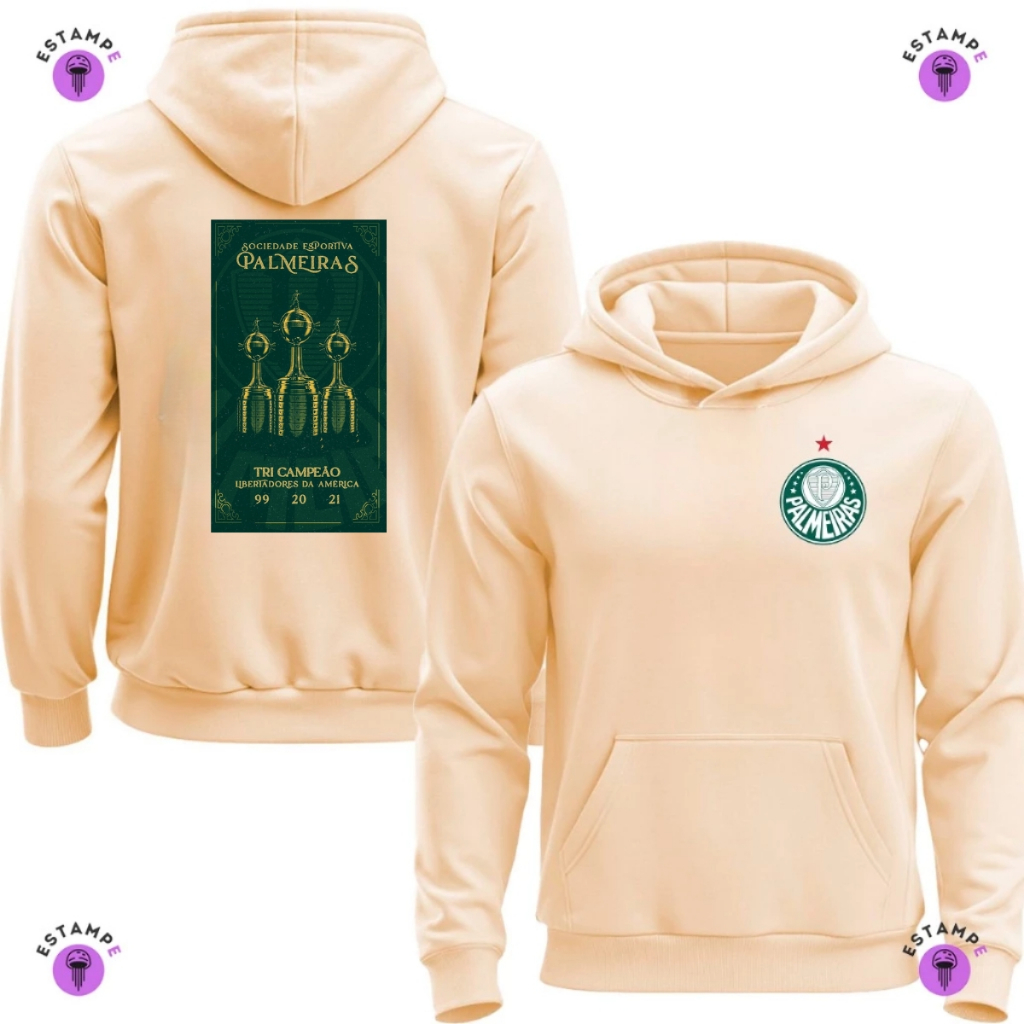 Moletom Canguru Adulto Libertadores 2025 Palmeiras Blusa De Frio Agasalho Casaco Unissex